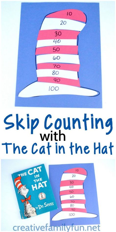 Practice skip counting by tens with this fun DIY math puzzle inspired by The Cat in the Hat by Dr. Seuss. It is such a fun math game. #drseuss #math #skipcounting #kids Dr Seuss Math, Counting By Tens, Dr Seuss Preschool Activities, Skip Counting Puzzles, Dr Seuss Preschool, Dr Seuss Classroom, Dr Seuss Activities, Dr Seuss Crafts, Seuss Classroom