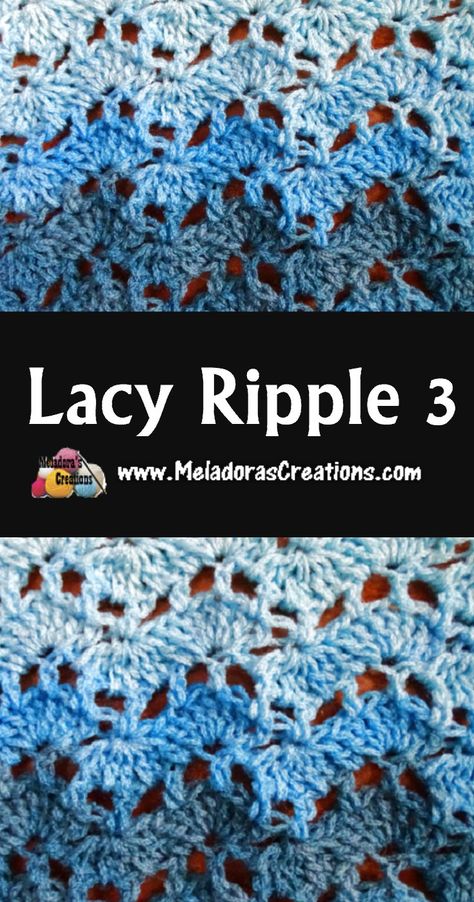 Picot Crochet, Ripple Crochet, Crochet Ripple Pattern, Lacy Crochet, Ripple Stitch, Crochet Stitches Free, Crochet Geek, Crochet Knit Stitches, Stitch Tutorial