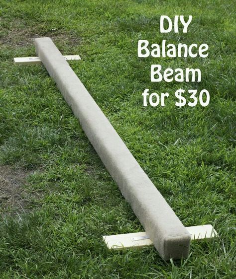 Gymnastics Backyard Ideas, Diy Outdoor Gymnastics Bar, Homemade Balance Beam, Backyard Balance Beam, Balance Beam Diy, Backyard Gymnastics, Diy Gymnastics Bar, Diy Beam, Diy Gymnastics Equipment