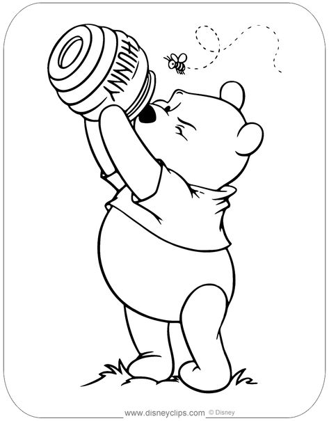 Winnie The Pooh Coloring Pages, Pooh Coloring Pages, Winnie The Pooh Tattoos, Winnie Poo, Disney Coloring Sheets, Winnie The Pooh Drawing, Winnie The Pooh Honey, Bee Coloring Pages, Winnie The Pooh Pictures