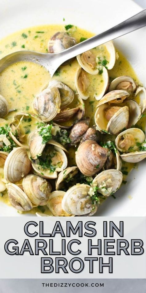 Clam Recipe, Seafood Snacks, Steamed Clams Recipe, Littleneck Clams, Dizzy Cook, Herbed Butter, Steamed Clams, Date Night Dinner, Seafood Entrees