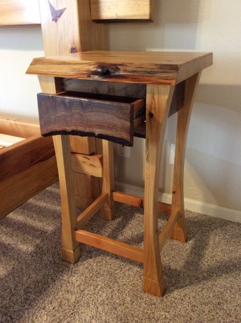 Twig Projects, Walnut Night Stand, Cedar Projects, Handmade Tables, Live Edge End Table, Cedar Table, Walnut Live Edge, Custom Coffee Table, Live Edge Furniture