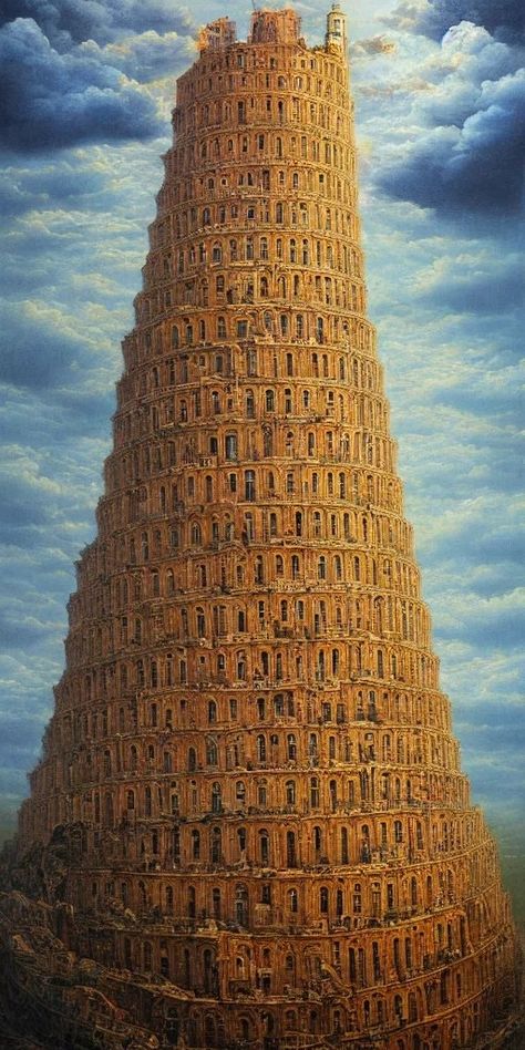 Tower Of Babel Aesthetic, Babylon Art, Babel Tower, Tower Of Babylon, Biblical Artwork, Royal Family Pictures, Alchemy Art, Iphone Dynamic Wallpaper, Alien Aesthetic