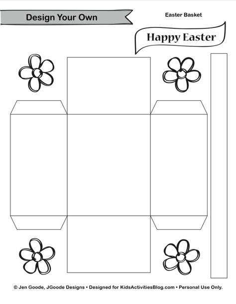 Free Easter Basket Template for Cute DIY Easter Basket Craft Basket Template Printable, Easter Basket Printable, Easter Basket Craft, Paper Bag Decoration, Easter Basket Template, Basket Template, Paper Easter Basket, Diy Easter Basket, Origami Paper Flowers