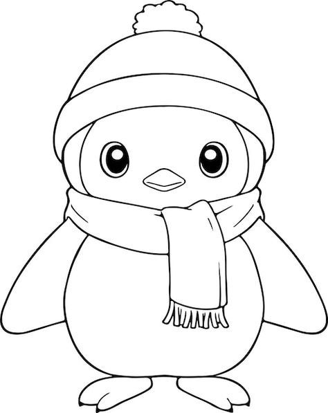 Cute Penguin Coloring Pages, Penguin Clipart Black And White, Christmas Penguin Drawing, Christmas Clipart Black And White, Cute Penguin Drawing, Penguin Outline, Penguin Vector, Candy Cane Coloring Page, Penguin Clipart