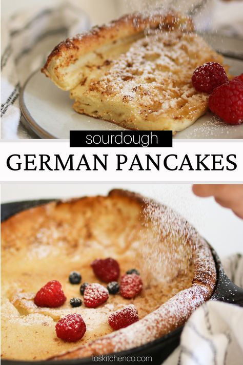 Sourdough Discard Dutch Baby Pancake, Discard Dutch Baby, Sourdough Discard German Pancake, Sourdough Puff Pancake, Dutch Baby Pancake Sourdough, Discarded Sourdough Pancakes, Sourdough Pancakes Recipe Discard, Sourdough Baked Pancake, Sourdough Dutch Baby Pancake