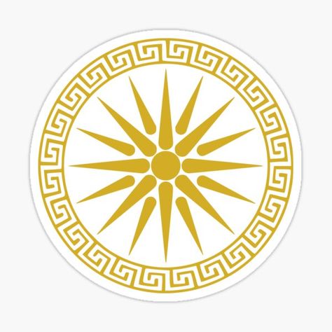 Alexander Tattoo Design, Apollo Sun God Tattoo, Alexander The Great Tattoo, Sun Crest Design, Ares Symbol Greek, Sun Summoner Symbol, Alexander The Great Symbol, Ancient Greek Design, Alexander Of Macedon