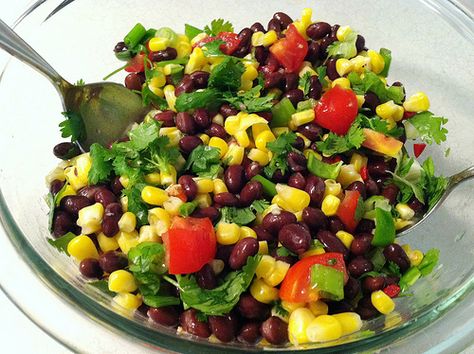 Chilled Black Bean & Corn Salad (2 Weight Watchers PointsPlus) #weightwatchers #healthy Bean Corn Salad, Weight Watchers Salad, Black Bean And Corn Salad, Bean And Corn Salad, Black Bean Corn Salad, Black Bean And Corn, Black Bean Corn, Jalapeno Pepper, Black Bean Salad