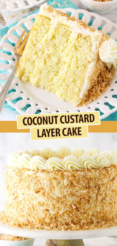 Coconut Cream Custard, Layered Coconut Cake, Coconut Cream Filling For Cake, Coconut Cream Cake Filling, Coconut Cake Filling Recipes, Coconut Filling For Cake, Coconut Cake With Cream Of Coconut, Coconut Cake Decoration Ideas, Coconut Cream Pie Cake