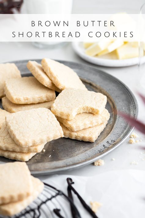 Brown Butter Shortbread, Butter Shortbread Cookies, Pecan Shortbread Cookies, Butter Shortbread, Make Brown, Chocolate Shortbread Cookies, Shortbread Cookie Recipe, Baked Rolls, Shortbread Recipes