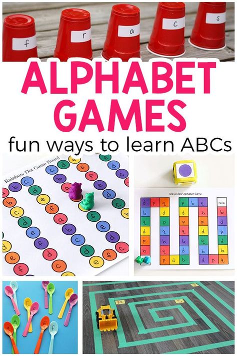 Alphabet games are a great way to teach the alphabet to preschoolers and kindergarten students! Games To Teach Letter Recognition, Alphabet Games For Kindergarten, Letter Recognition Activities Preschool, Teach Alphabet, Letter Recognition Kindergarten, Games For Preschool, Kindergarten Alphabet, Letter Recognition Activities, Alphabet Kindergarten