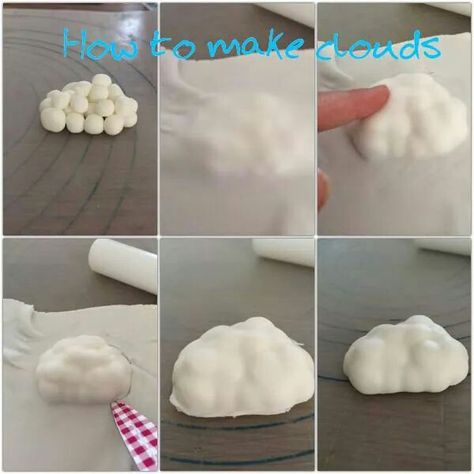 cloud Fondant Clouds, Buttercream Techniques, Decorating Frosting, Baking Hacks, Rainbow Birthday Cake, Cookie Hacks, Flowers Tutorial, Communion Cakes, Cake Decorating Frosting