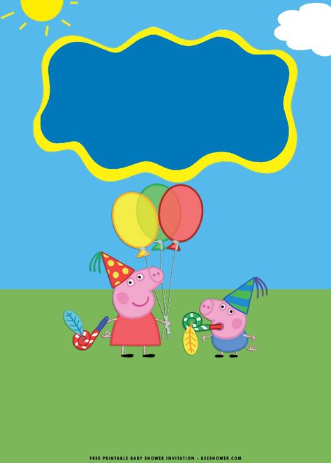 (FREE Printable) – Peppa Pig Baby Shower Invitation Templates | FREE Printable Baby Shower Invitations Templates Pig Baby Shower, Peppa Pig Party Decorations, Peppa Pig Baby, Peppa Pig Invitations, Peppa Pig Birthday Invitations, Peppa Pig Colouring, Peppa Pig Wallpaper, Free Printable Baby Shower Invitations, Peppa Pig Coloring Pages