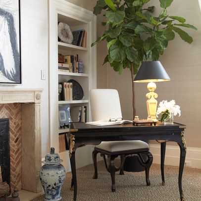 desk placement angled in corner facing out Eclectic Glam Bedroom, Georgian Mansion, Driven By Decor, Fiddle Leaf Fig Tree, Bedroom Desk, Eclectic Bedroom, Ideas Hogar, Antique Desk, Fiddle Leaf