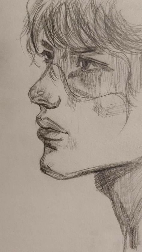 Guy Side View Drawing, Animation Drawing Sketches Easy, Sharp Drawing Style, Male Form Drawing, Face Porpotion Reference Drawing, Face Drawing Grid, Character Posing Reference, Dnd Character Sketch, Anime Man Drawing Sketch