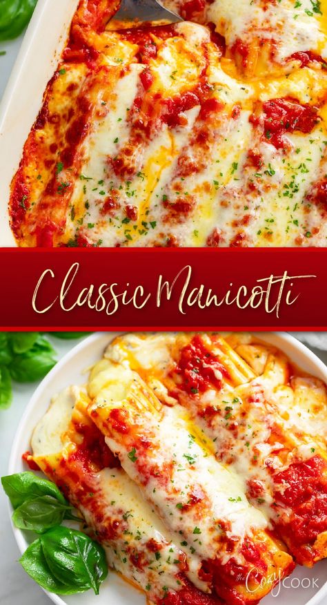 Manicotti topped with cheese and marinara sauce Recipes That Last A Week, Cheese Cannelloni Recipes Ricotta, Traditional Manicotti Recipe, Manicotti Recipe With Ricotta Cheese, Penne Vodka Stuffed Manicotti, Recipe For Manicotti Stuffed Shells, Manicotti Recipe With Meat, Baked Manicotti Recipe Ricotta, How To Cook Frozen Manicotti