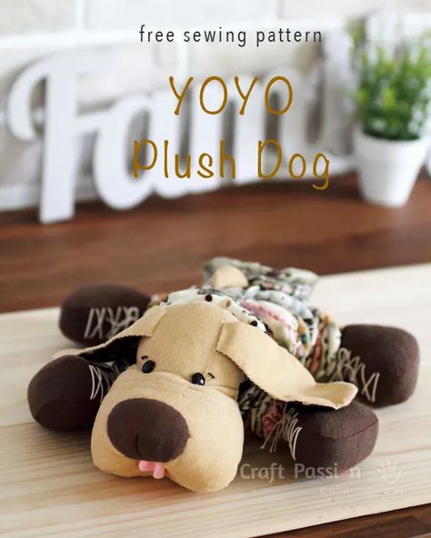 yoyo dog pattern Puppy Crafts, Fleece Crafts, Dog Sewing Patterns, Softie Pattern, Animal Sewing Patterns, Plushie Patterns, Free Sewing Pattern, Sewing Stuffed Animals, Dog Crafts