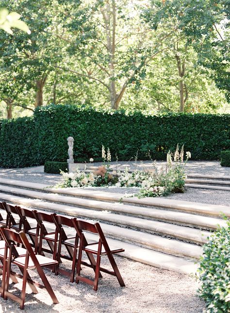 Low Ceremony Backdrop, Grounded Ceremony Flowers, Wedding Ceremony Layout, Ground Florals, Ceremony Layout, Beaulieu Garden Wedding, Ceremony Altar, Beaulieu Garden, Floral Ceremony