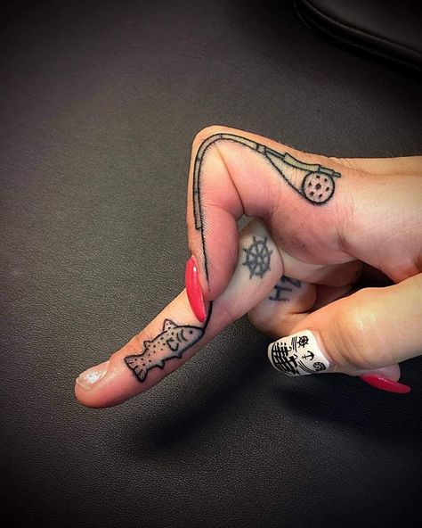 Fishing Hook Tattoo, Fishing Tattoo, Hook Tattoos, Cowgirl Tattoos, Cute Finger Tattoos, Cowboy Tattoos, Country Tattoos, Hand And Finger Tattoos, Western Tattoos