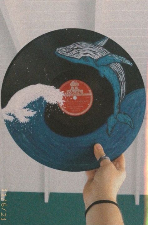 Painting Ideas On Vinyl Records, Vynil Record Painting Ideas, Vinyl Record Art Aesthetic, Lp Painting, Painted Records Vinyl, Vinyl Record Painting Ideas, Record Art Ideas, Record Painting Ideas, Painted Vinyl Record