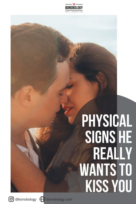 Dating isn’t exactly the most straightforward thing in the world. While you’re worried about things like how you look and whether you shouldn’t have said what you just said, picking up on the physical signs he wants to kiss you might be impossible. Especially if he’s one of the shy guys. When He Looks At Your Lips, Difference Between Hot And Pretty, When He Kisses You For The First Time, When He Kisses You, How To Show Him You Care, How To Make Him Kiss You, How To Kiss Without Teeth, Physical Signs He Likes You, Guy Touches Thigh