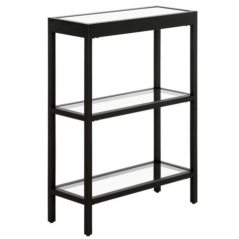 Evelyn&Zoe Alexis 22" Wide Rectangular Console Table, Blackened Bronze - Walmart.com Coffee Bar Station Ideas, Bar Station Ideas, Coffee Bar Station, Black Console Table, Bar Station, Glass Console Table, Table Glass, Tempered Glass Shelves, Black Console