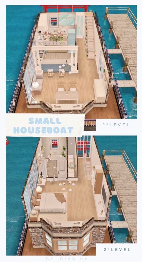 Small Houseboats, Casas The Sims Freeplay, Lotes The Sims 4, The Sims Freeplay, Sims Freeplay Houses, Sims Free Play, Sims 4 House Plans, House Floor Design, Sims 4 House Design