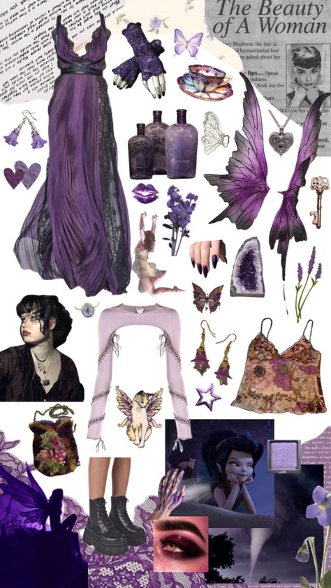 #vidia #vidiaoutfit #outfitinspo #vibes #aesthetic #aestheticboard #mood #purpleaesthetic #beauty Outfits Whimsigoth, Witchy Outfits, Purple Goth, Whimsical Goth, Mazzy Star, Downtown Outfits, Alt Outfits, Whimsy Goth, Witch Fashion