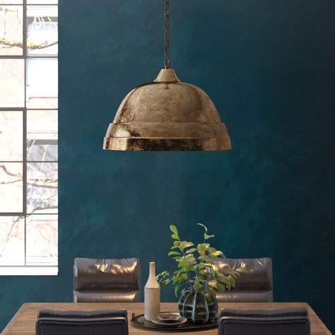 Steelside™ Dresden 1 - Light Single Dome Pendant | Wayfair Brass Fixtures, Sand Casting, Distressed Painting, Sloped Ceiling, Dresden, Light Shades, Ceiling Pendant Lights, Industrial Style, Pendant Lamp