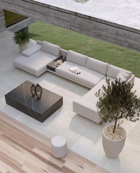 Contemporary Outdoor Living, Outdoor Sitting, Spanish Modern, Profile Frame, Rove Concepts, Luxury Outdoor Furniture, Outdoor Loveseat, Inground Pool, Outdoor Daybed