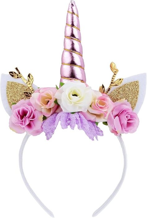 Amazon.com: Nishine Unicorn Horn Floral Headband Glitter Ears Pony Head Bands Tiara for Girls Party Birthday Cosplay (Gold&Mint) : Clothing, Shoes & Jewelry Unicorn Headband Diy, Halloween Unicorn, Foster Kids, Unicorn Halloween, Unicorn Headband, Glitter Birthday, Floral Headband, Fostering Children, Unicorn Horn