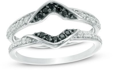 1/4 CT. T.W. Enhanced Black and White Diamond Solitaire Enhancer in 10K White Gold Silver Band Engagement Rings, Silver Band Engagement Ring, Simulated Diamond Rings Engagement, Solitaire Enhancer, Black And White Rings, Simulated Diamond Rings, Moonstone Engagement Ring, Band Engagement Ring, Rose Gold Diamonds