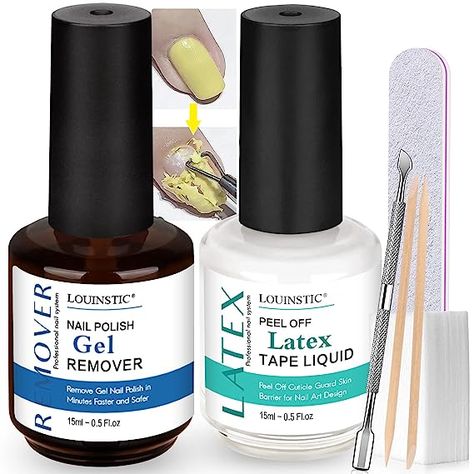 LOUINSTIC Gel Nail Polish Remover - Easy Nail Polish Gel Remover Remove Gel Nail Polish in 3-5 Minutes, Gel Remover for Nails No Need Foils Wrapping or Soaking, Gel Nail Remover with Latex Tape for Nails Cuticle Guard Gel Polish Remover removedor de esmalte gel Gel Nail Polish Remover, Remove Gel Polish, Gel Nail Removal, Nail Problems, Gel Remover, Nail Drills, Nail Remover, Nail Oil, Nail Style