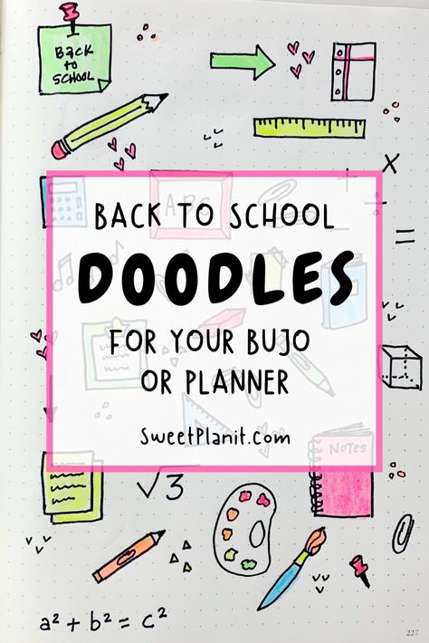 Cute and Easy to Draw Back to School Doodles for your Bullet Journal, Planner, or Notebook Back To School Doodles Easy, Back To School Doodles, Back To School Bullet Journal, Doodle Bullet Journal, Girls Lounge, School Doodles, Back To School Quotes, Planner Doodles, Bullet Journal Planner