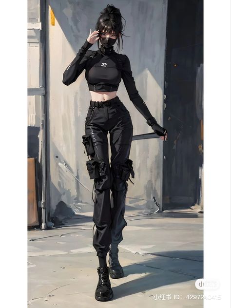 Female Assassin Outfits, Assassin Clothing, Female Assassin, Badass Outfit, Cyberpunk Style, Fashion Design Drawings, Future Fashion, Teen Fashion Outfits, Grunge Fashion