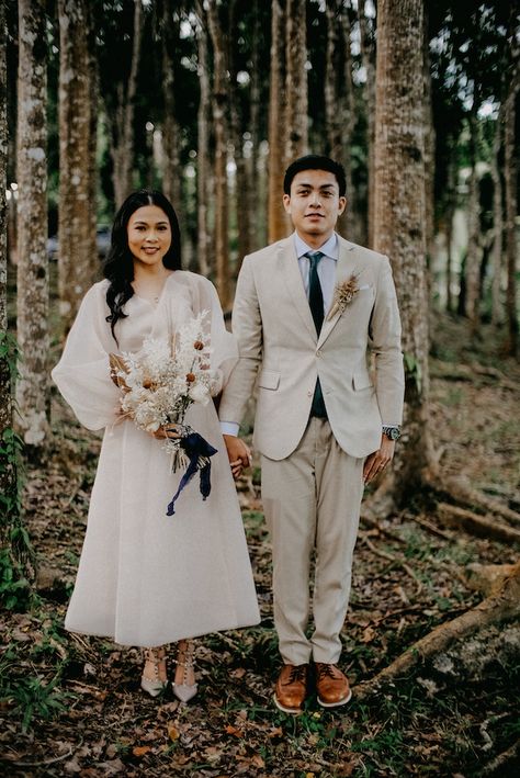 An Intimate Wedding in the Woods of Quezon with 24 Guests | https://brideandbreakfast.ph/2020/12/31/intimate-rustic-wedding-in-quezon/ Civil Wedding Dress Philippines, Civil Wedding Philippines, Rustic Wedding Guest Attire, Civil Wedding Ideas Philippines, Simple Intimate Wedding Ideas, Intimate Wedding Ideas Philippines, Intimate Wedding Outfit, Civil Wedding Gown, Intimate Civil Wedding