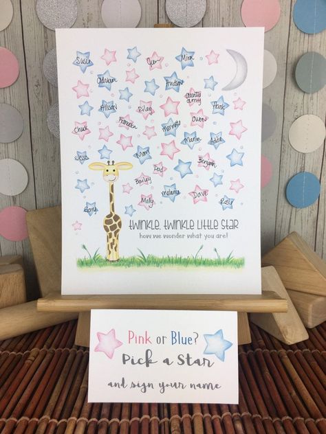 Twinkle Twinkle Gender Reveal, Guess The Gender, Gender Guessing, Star Baby Shower Theme, Baby Gender Reveal Party Decorations, Gender Reveal Party Theme, Giraffe Birthday, Baby Shower Giraffe, Giraffe Nursery