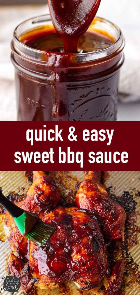 Sweet BBQ Sauce! This BBQ sauce is perfectly sweet and not overpowering. It comes together in no time, and it's make-ahead and freezer-friendly.