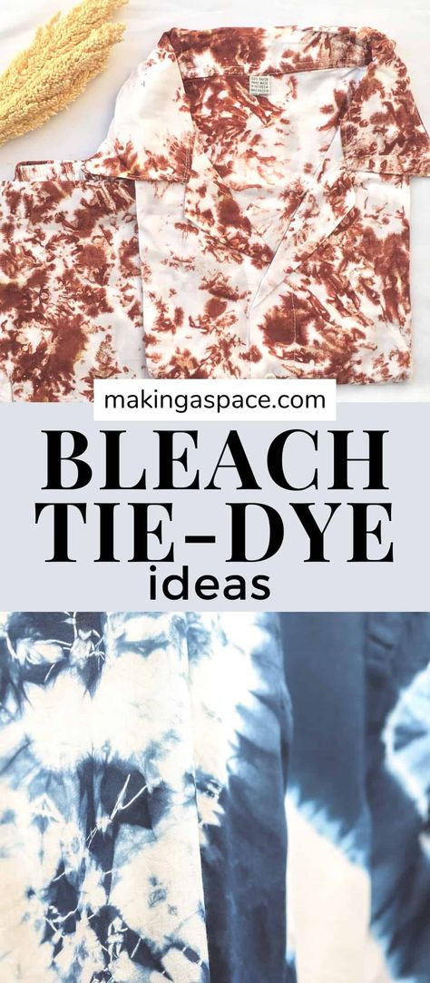 How To Tie Dye With Bleach, Bleach Tie Dye Patterns Techniques, How To Bleach Tie Dye, Bleach Dye Patterns, Reverse Tie Dye Patterns, Bleach Tie Dye Patterns, Bleach Dye Designs, Diy Bleach Tie Dye, Tie Dye With Bleach