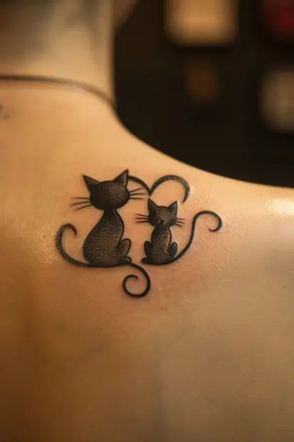 mother daughter tattoos 10 Cat Mother Daughter Tattoos, Tattoo Ideas For Your Cat, Simple Cat Tattoos For Women, Cats Tatoos Ideas, Cat Tattoo Ideas Female, Cat Tatoos Idea, Cat Memorial Tattoo Ideas, Skye Tattoo, Cat Mom Tattoo