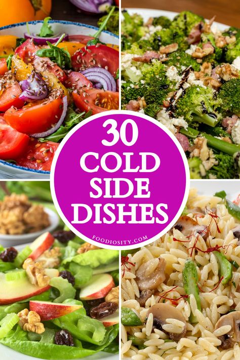 Beat the heat and wow your guests with 30 crowd-pleasing cold side dishes! Click to discover delicious ideas for your next gathering. Side Dishes With Sandwiches Dinners, Cold Vegetable Sides, Tailgate Side Dishes Cold, Simple Cold Side Dishes, Cold Veggie Dishes, Family Style Salad, Easy Summer Side Dishes Cold, Best Salads For A Crowd, No Heat Side Dishes