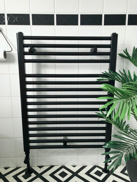 DIY In A Day: Painting A Towel Rail - Boo & Maddie Painting Chrome, Towel Rail Ideas, Black Towel Rail, Bathroom 2024, Painted Radiator, Chrome Towel Rail, Electric Towel Rail, New Bathroom Ideas, Bathroom Towel Rails