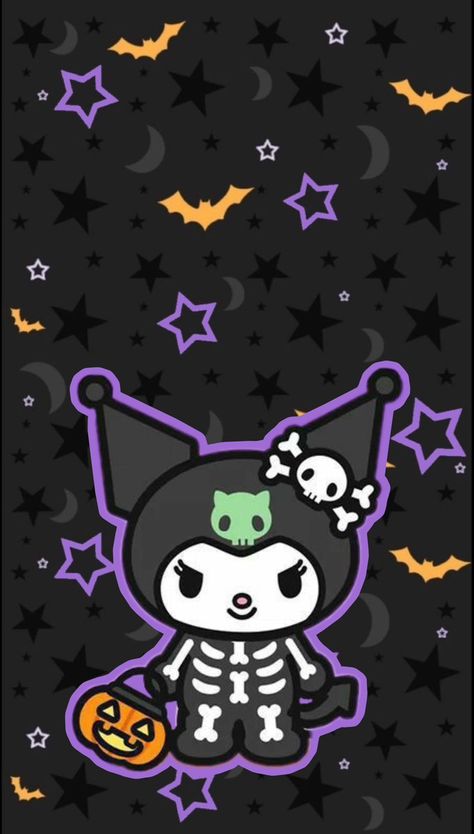 Kuromi Wallpaper Halloween, Korumi Wallpaper Aesthetic, Halloween Kuromi, Kuromi Halloween Wallpaper, Kuromi Wallpaper Iphone, Korumi Wallpaper Black, Kuromi Halloween, Korumi Wallpaper Purple, Sanrio Halloween Wallpaper