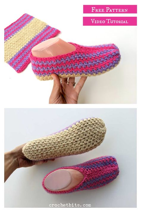 Easy Folding Slippers from Rectangle Free Crochet Pattern Crochet Flip Flop Pattern, Crochet Slippers Adult Free Pattern, Slippers Free Pattern, Diy Crochet Slippers, Crochet Flip Flops, Crocheted Slippers, Easy Crochet Slippers, Crochet Slipper, Fast Crochet