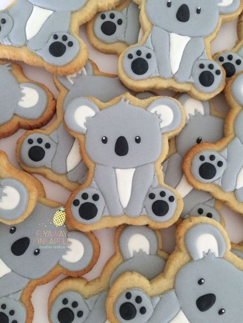 Koala cookies Sugar Cookie Recipie, Koala Cookies, Eat Sleep Repeat, Bear Cookies, Bear Party, Koala Baby, Creative Cookies, Animal Cookies, Cookie Inspiration