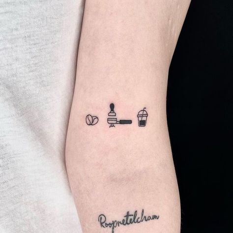 Coffee Tattoos on Instagram: "@kukeudaseul #coffeetattoo" Portafilter Tattoo, Coffee Tattoo, Coffee Tattoos, Tattoo Minimalist, Mini Tattoos, Tiny Tattoos, Print Tattoos, Paw Print Tattoo, Paw Print