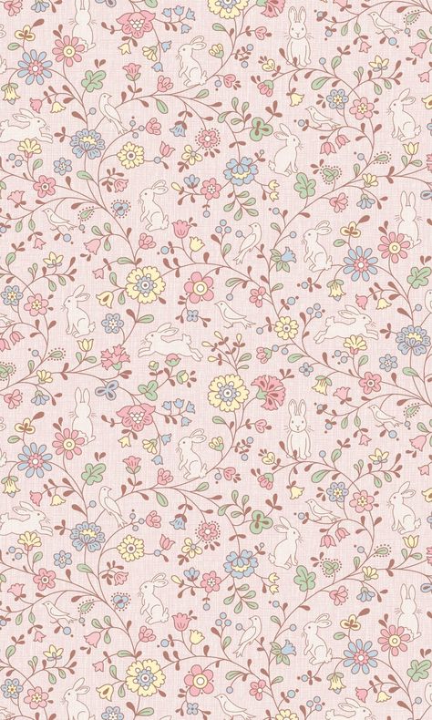 Stylish Flowers with Bunny & Birds Floral Pink Wallpaper by Walls Republic Easter Wallpaper, Wallpaper Flower, Whatsapp Wallpaper, Spring Wallpaper, Iphone Wallpaper Photos, Cute Patterns Wallpaper, Iphone Background Wallpaper, Cute Wallpaper Backgrounds, Ipad Wallpaper