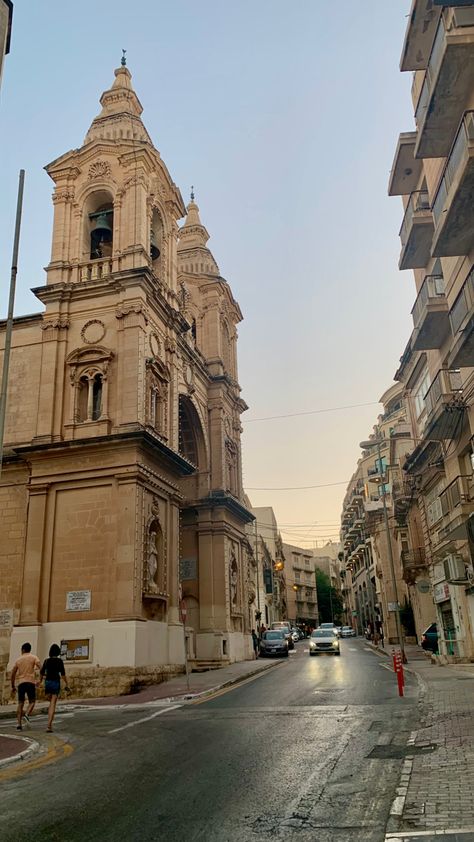 a church, a street, Sliema, Malta Malta Girls, Malta Sliema, Sliema Malta, Malta Holiday, God Hermes, Vision Board Inspiration, Dream Places, Board Inspiration, Travel Bug