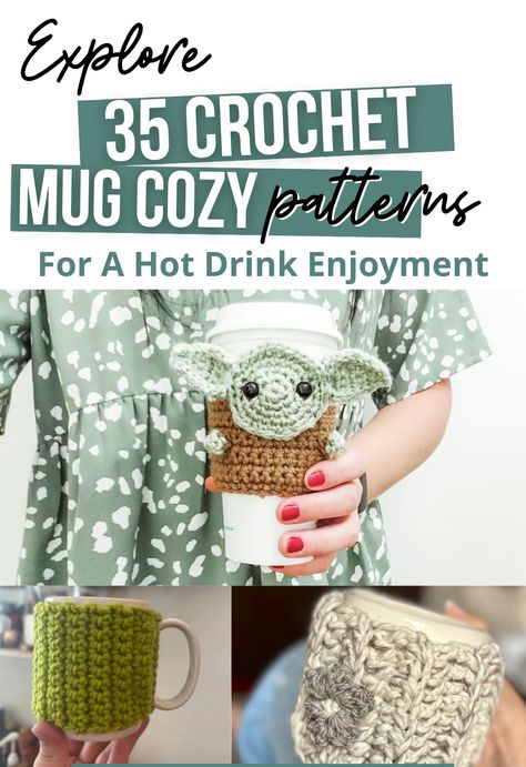 Mug Warmers: Crochet Patterns for Stylish and Cozy Cups Mug Cozy Pattern, Crochet Mug Cozy, Crochet Mug, Drink Cozies, Cozy Pattern, Cozy Crochet Patterns, Crochet Cozy, Cozy Crochet, Mug Cozy