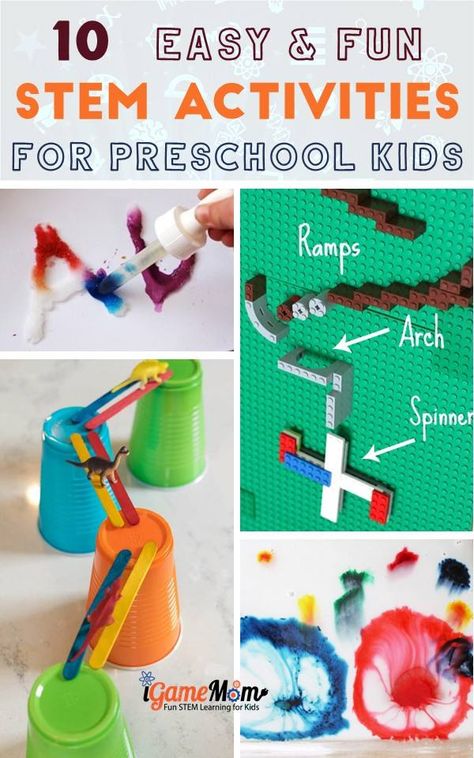 Easy Preschool STEM Activities, preschoolers toddlers, Science Tech Engineering Math Activities Preschool Technology, Toddler Stem, Science Movies, Stem Activities For Kids, Stem Activities Preschool, Fun Stem Activities, Easy Stem, Thanksgiving History, Science For Toddlers